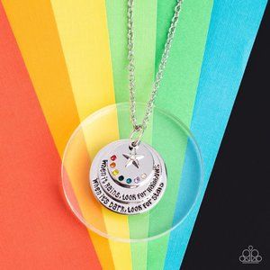 Rainbow Rhinestone Inspirational Necklace